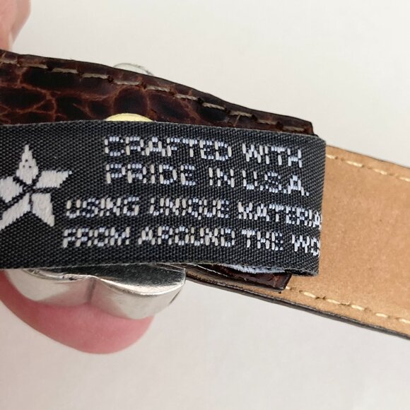 Vintage Brighton Womens Brown Leather Belt Imitation Alligator Size 28 Small - Picture 13 of 16